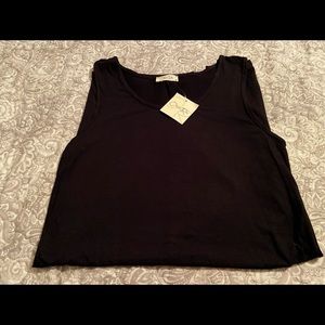 Sleeveless lightweight black cotton dress, knee length